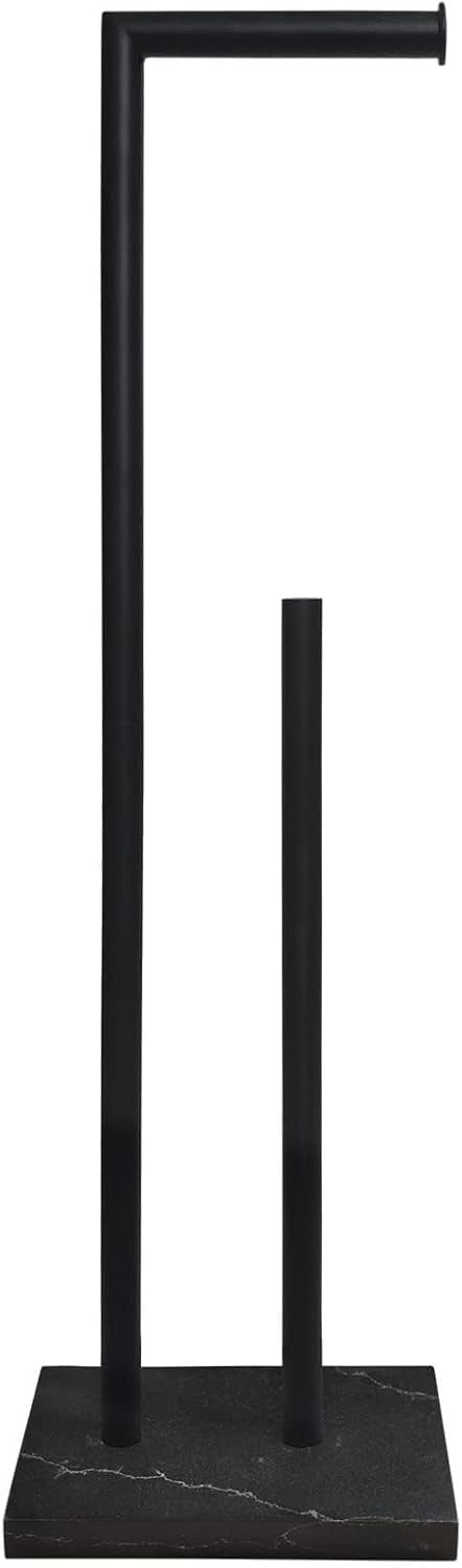 Free Standing Toilet Paper Holder Stand with Reserve, Heavy Weighted Marble Base Design, Bathroom Stands Tissue Rolls Holder, 304 Stainless Steel Brushed Nickel