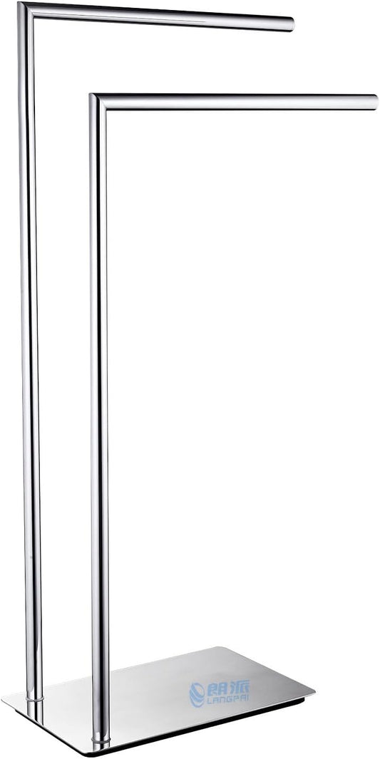 Freestanding Double Towel Racks Bathroom Accessories Towel Holder Stand on Floor Brass Chrome