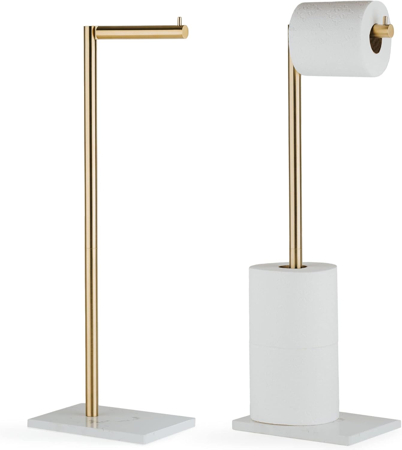 MARMOLUX ACC Free Standing Toilet Paper Holder Stand with Storage for 4 Rolls of Toilet Tissue for Bathroom, Stainless Steel Luxury Brushed Gold, 1pc - Bathroom Sets - Toilet Paper Storage