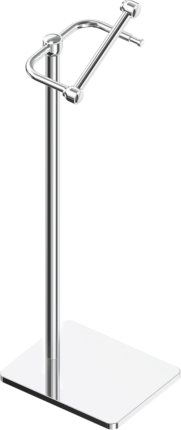 RUACQ Toilet Paper Holder Stand, Bathroom Toilet Paper Roll Holder Free Standing, Toilet Tissue Holder Stand with Post Pivoting Design, Stable Weighted Base, SUS304 Stainless Steel (Brushed Nickel)