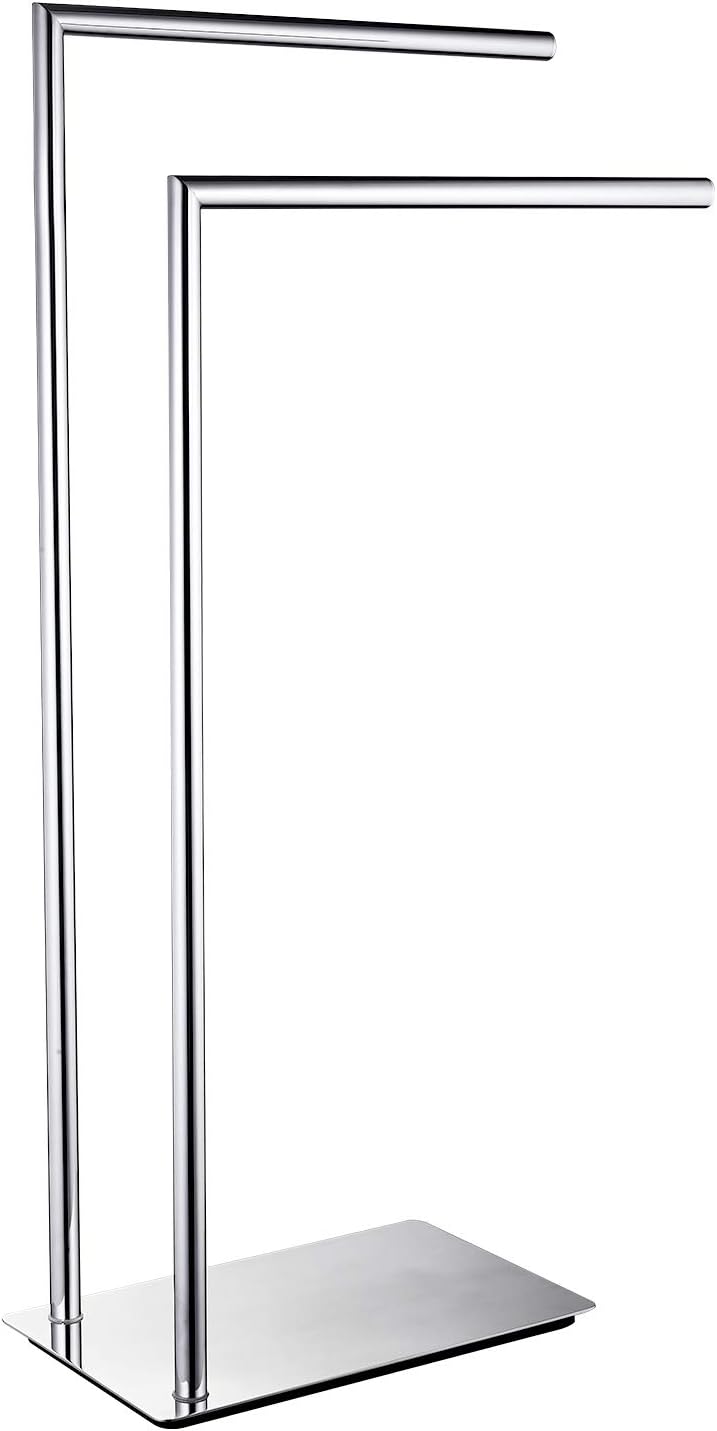 Freestanding Double Towel Racks Bathroom Accessories Towel Holder Stand on Floor Brass Chrome