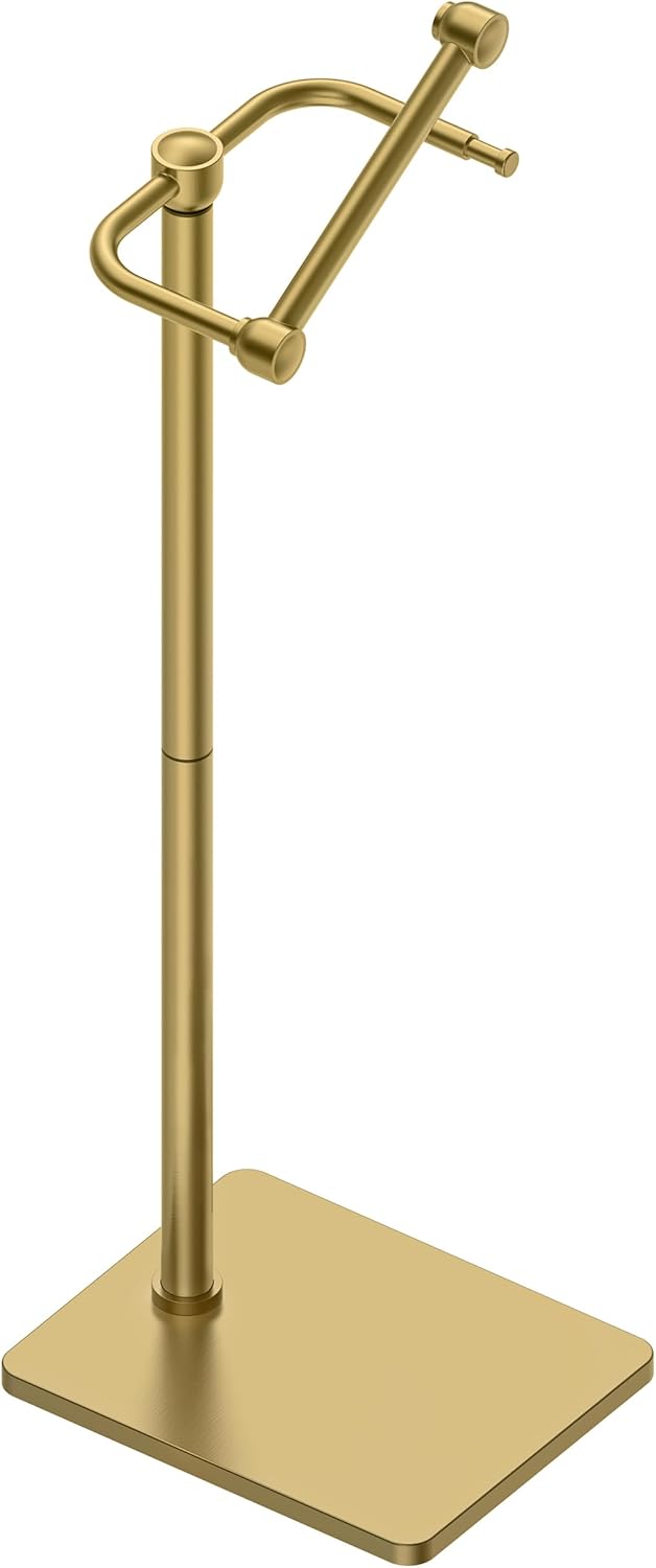 RUACQ Toilet Paper Holder Stand, Bathroom Toilet Paper Roll Holder Free Standing, Toilet Tissue Holder Stand with Post Pivoting Design, Stable Weighted Base, SUS304 Stainless Steel (Brushed Nickel)