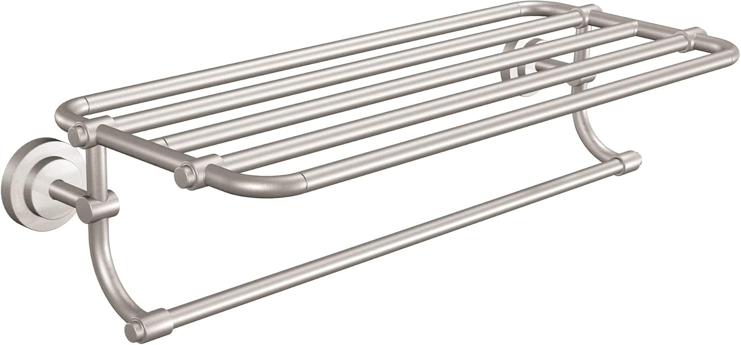 Moen DN0794CH Iso 24-Inch Wide Bathroom Hotel-Style Towel Shelf with Towel Bar, Chrome