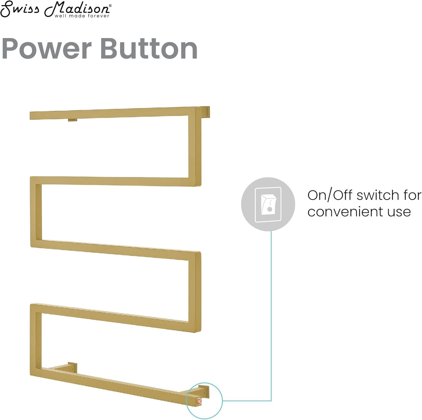 Swiss Madison Voltaire 5-Bar Electric Towel Warmer Heated Towel Racks for Bathroom in Brushed Gold