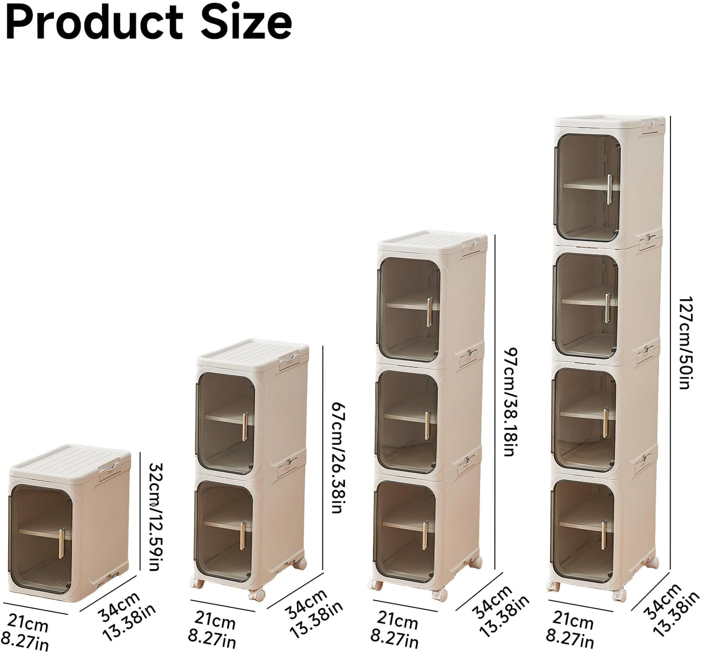 4-Tier Narrow Storage Cabinet with Magnetic Doors and Shelves, Plastic Slim Bathroom Organizers and Storage with Wheels for Small Spaces Bathroom, Kitchen, Laundry Room, White