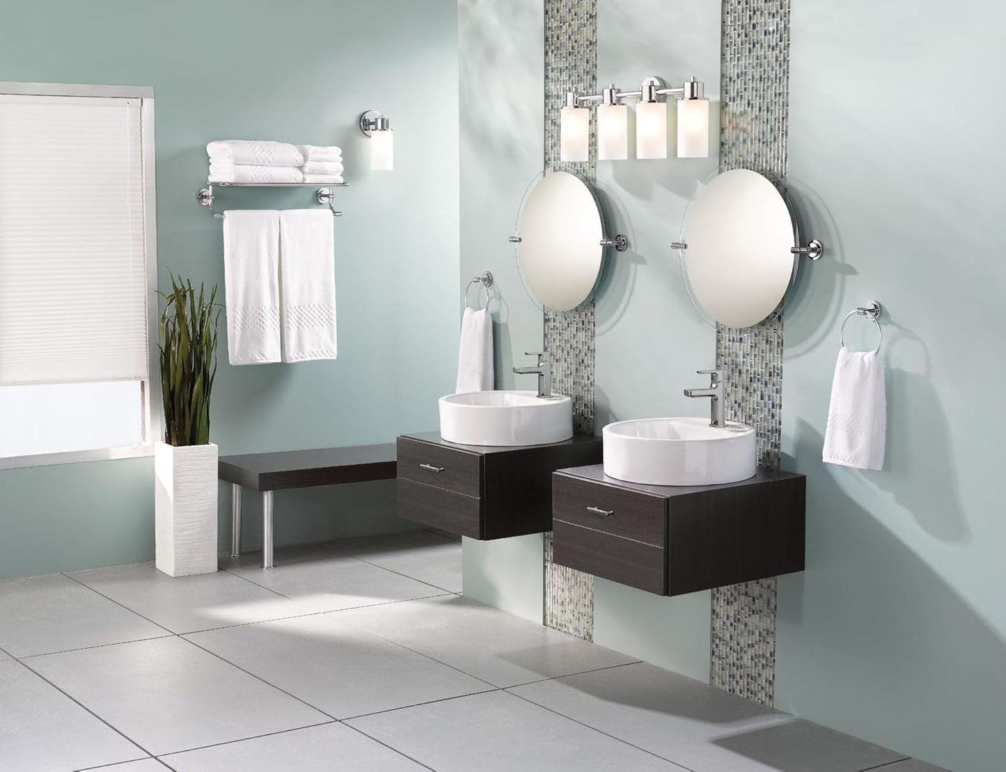 Moen DN0794CH Iso 24-Inch Wide Bathroom Hotel-Style Towel Shelf with Towel Bar, Chrome