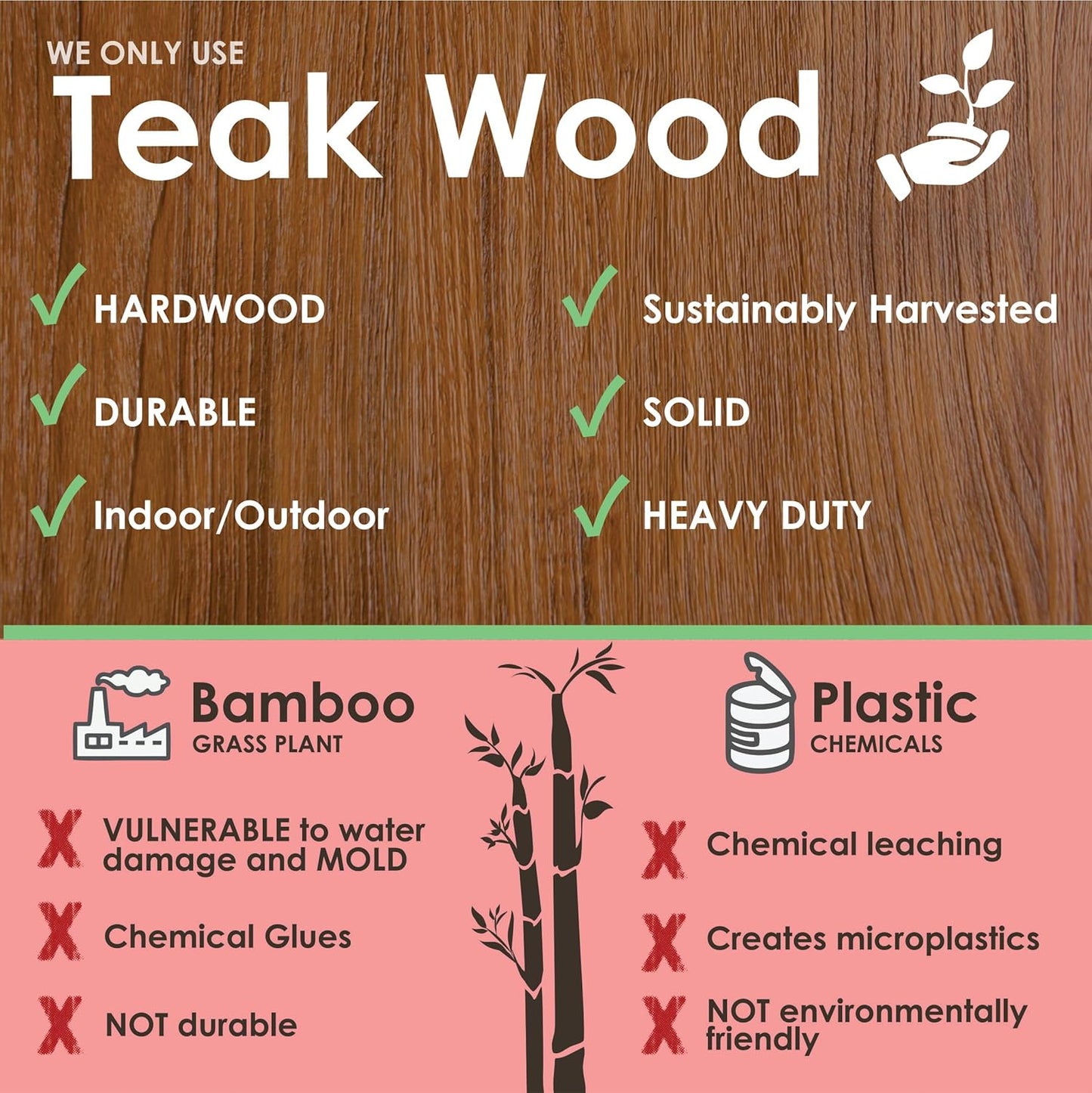 AquaTeak Patented Sula Angled Teak Towel Stand