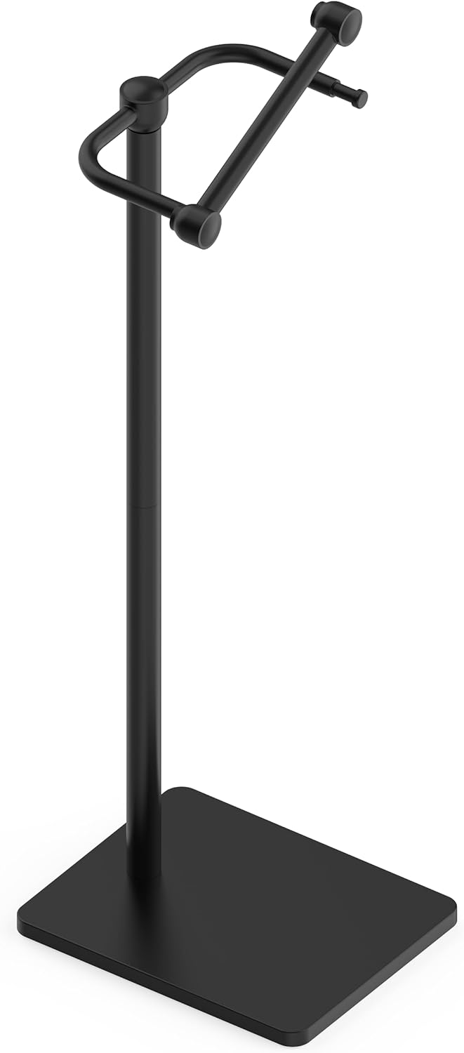 RUACQ Toilet Paper Holder Stand, Bathroom Toilet Paper Roll Holder Free Standing, Toilet Tissue Holder Stand with Post Pivoting Design, Stable Weighted Base, SUS304 Stainless Steel (Brushed Nickel)