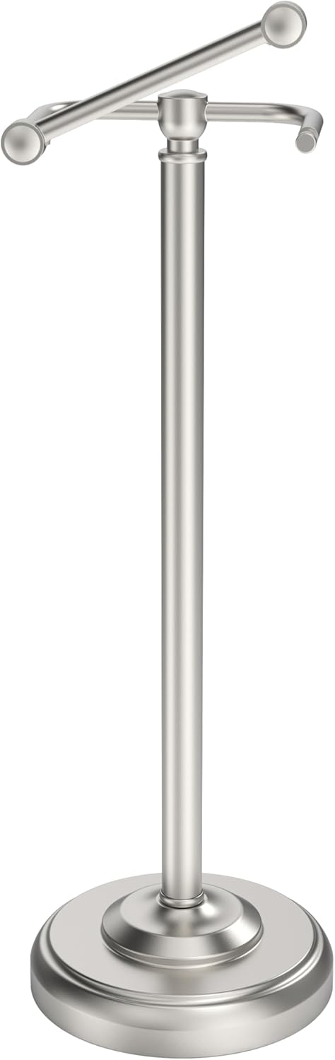 Toilet Paper Holder Stand, Brushed Nickel Toilet Paper Holder Free Standing, Post Pivoting Design & Stable Weighted Base SUS304 Stainless Steel for Bathroom(Mega Roll)