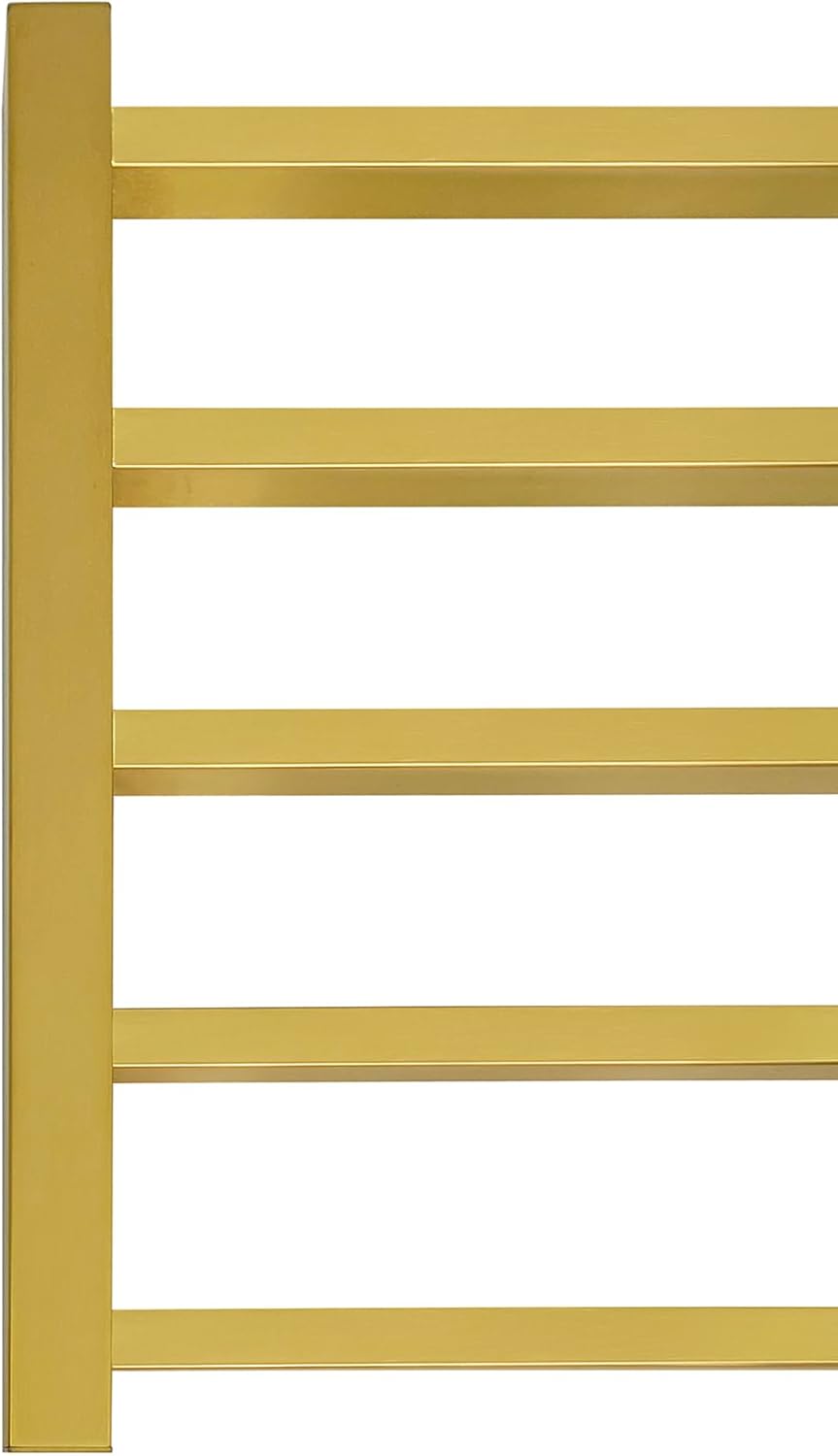 5 Bars Luxury Towel Warmers Wall Mounted Heated Towel Rack, Towel Warmer for Bathroom with Timer & Temperature Multi-Level Adjustable, Hardwired and Plug-in Compatible (Brushed Gold)