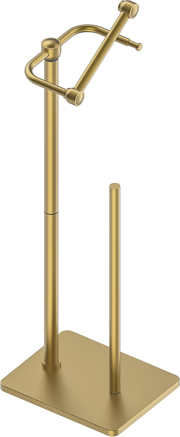 RUACQ Toilet Paper Holder Stand, Bathroom Toilet Paper Roll Holder Free Standing, Toilet Tissue Holder Stand with Post Pivoting Design, Stable Weighted Base, SUS304 Stainless Steel (Brushed Nickel)