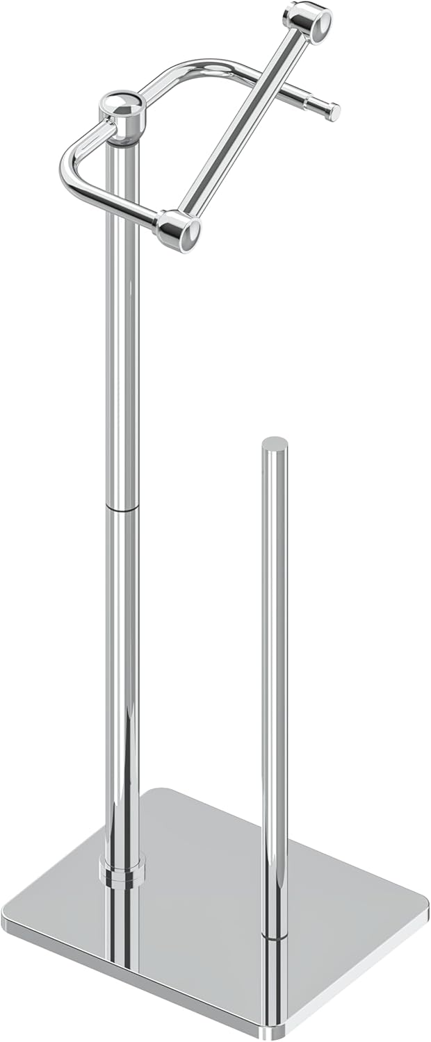 RUACQ Toilet Paper Holder Stand, Bathroom Toilet Paper Roll Holder Free Standing, Toilet Tissue Holder Stand with Post Pivoting Design, Stable Weighted Base, SUS304 Stainless Steel (Brushed Nickel)