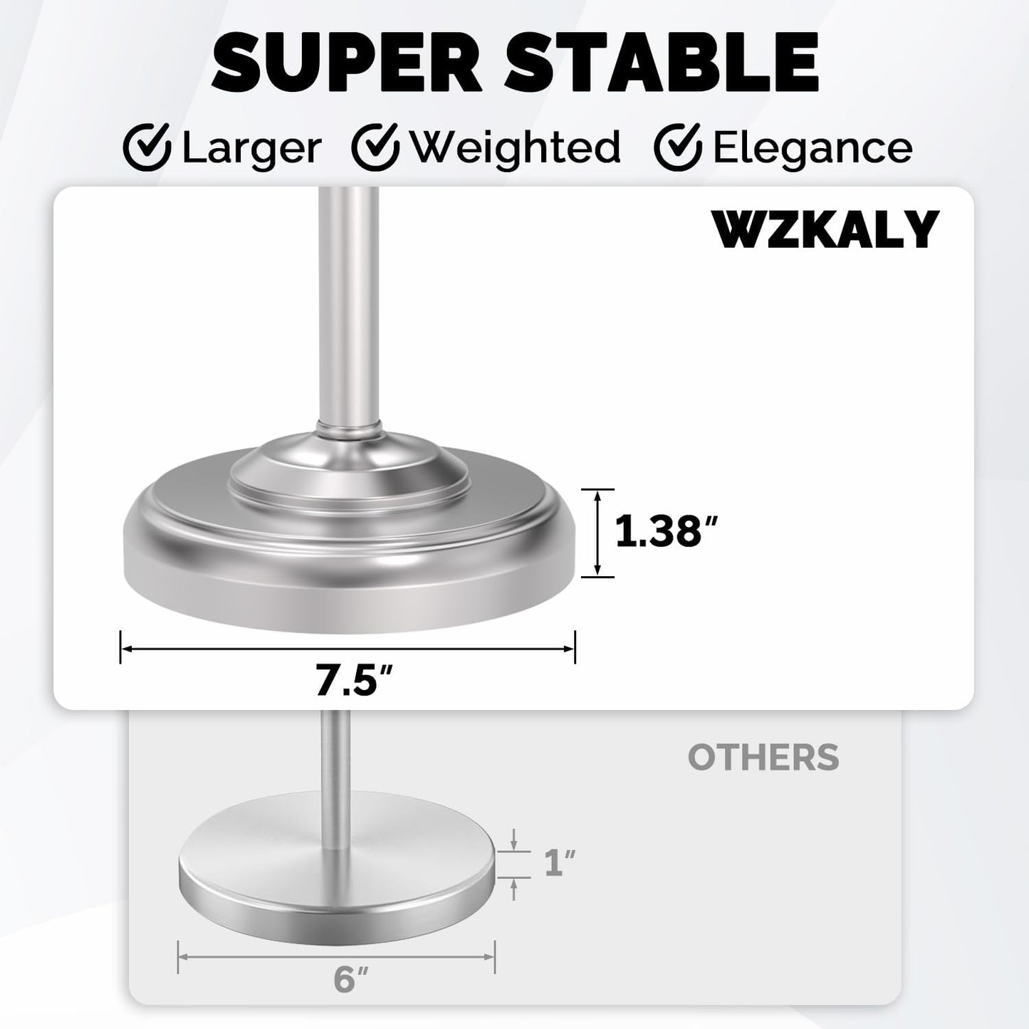 Toilet Paper Holder Stand, Brushed Nickel Toilet Paper Holder Free Standing, Post Pivoting Design & Stable Weighted Base SUS304 Stainless Steel for Bathroom(Mega Roll)