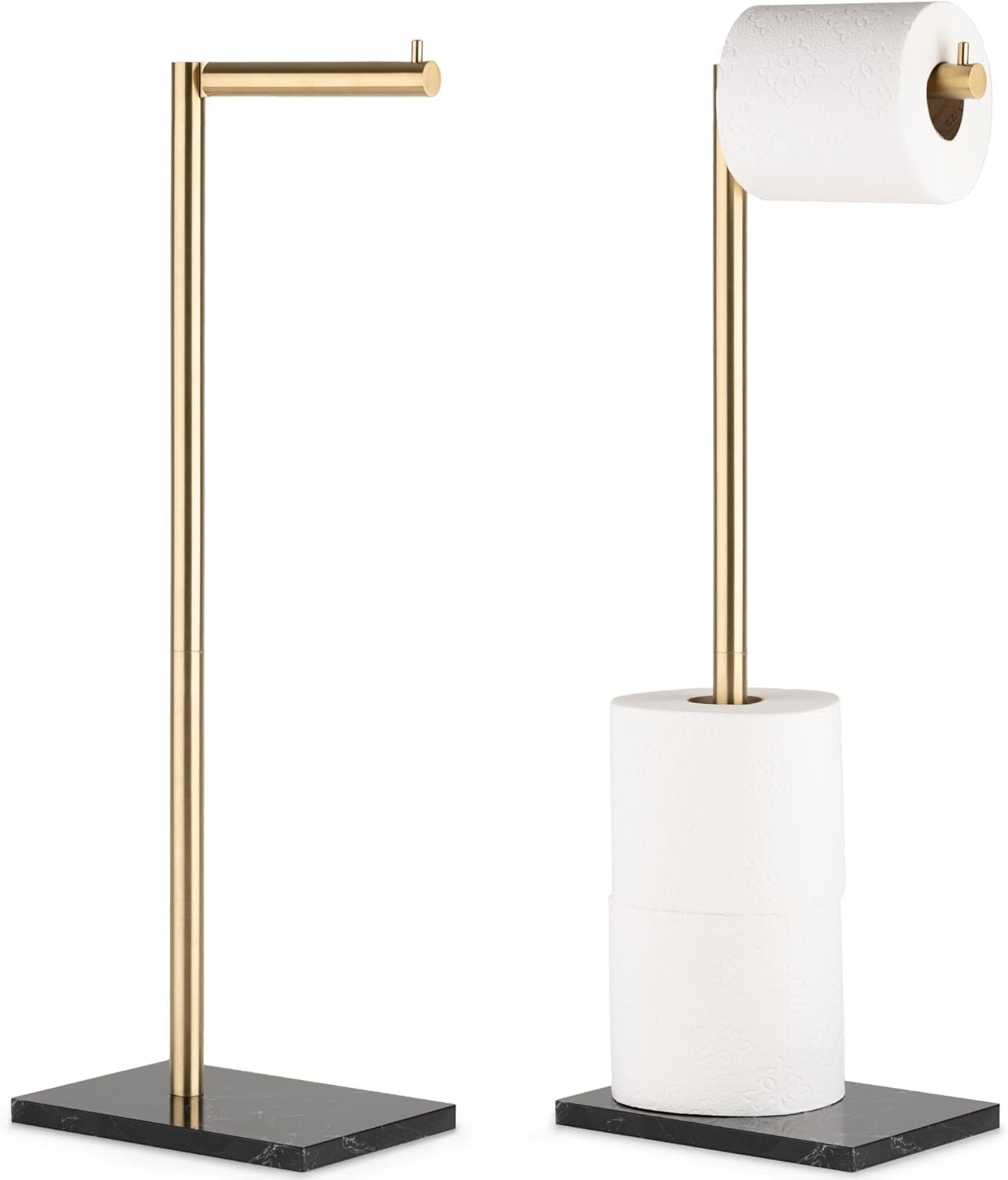 MARMOLUX ACC Free Standing Toilet Paper Holder Stand with Storage for 4 Rolls of Toilet Tissue for Bathroom, Stainless Steel Luxury Brushed Gold, 1pc - Bathroom Sets - Toilet Paper Storage