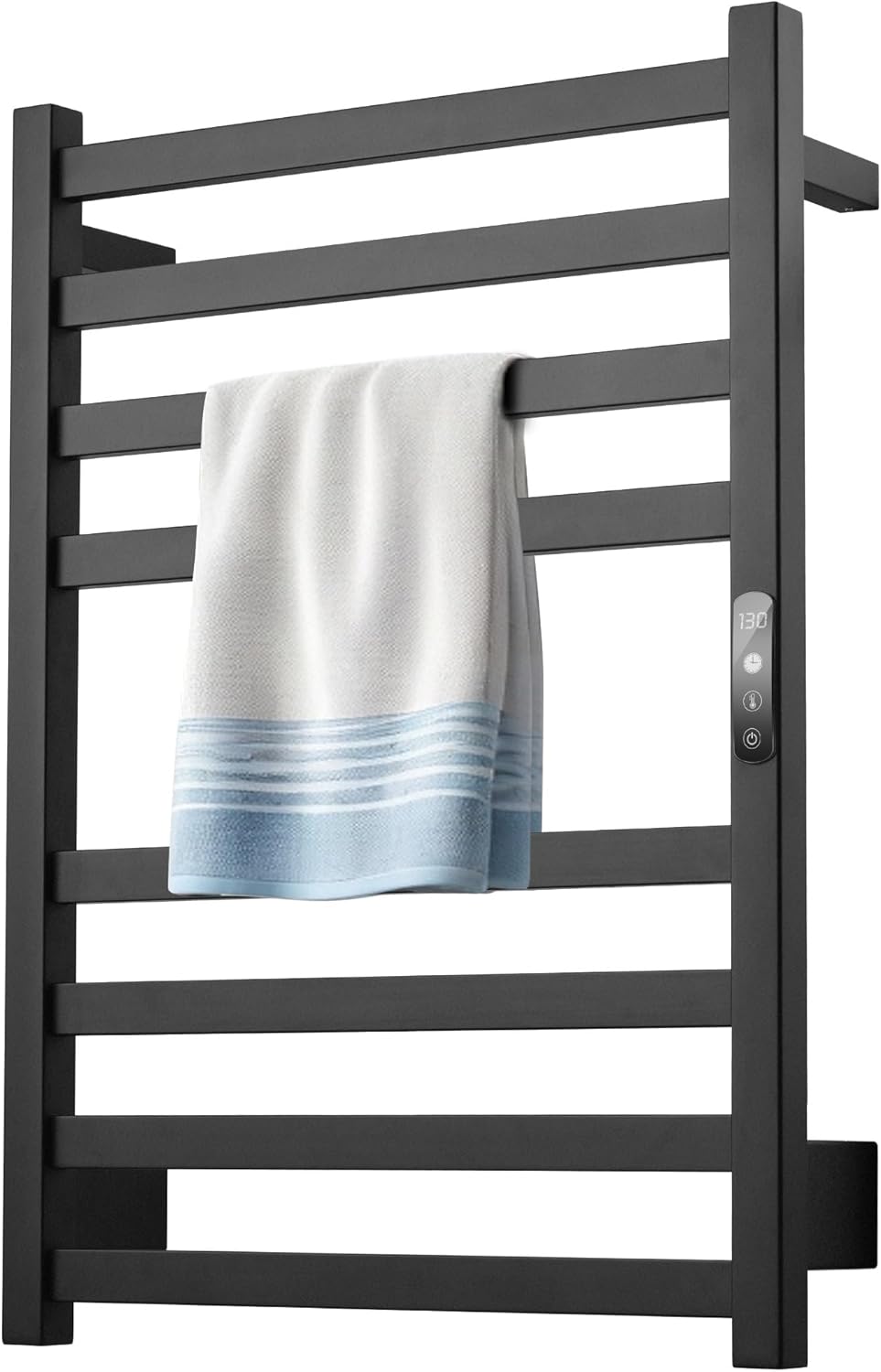 Towel Warmer Brushed Heated Towel Rack for Bathroom Wall Mounted Electric Towel Dryer Rack with Temperature Control and 24 Timer Plug-in/Hardwired