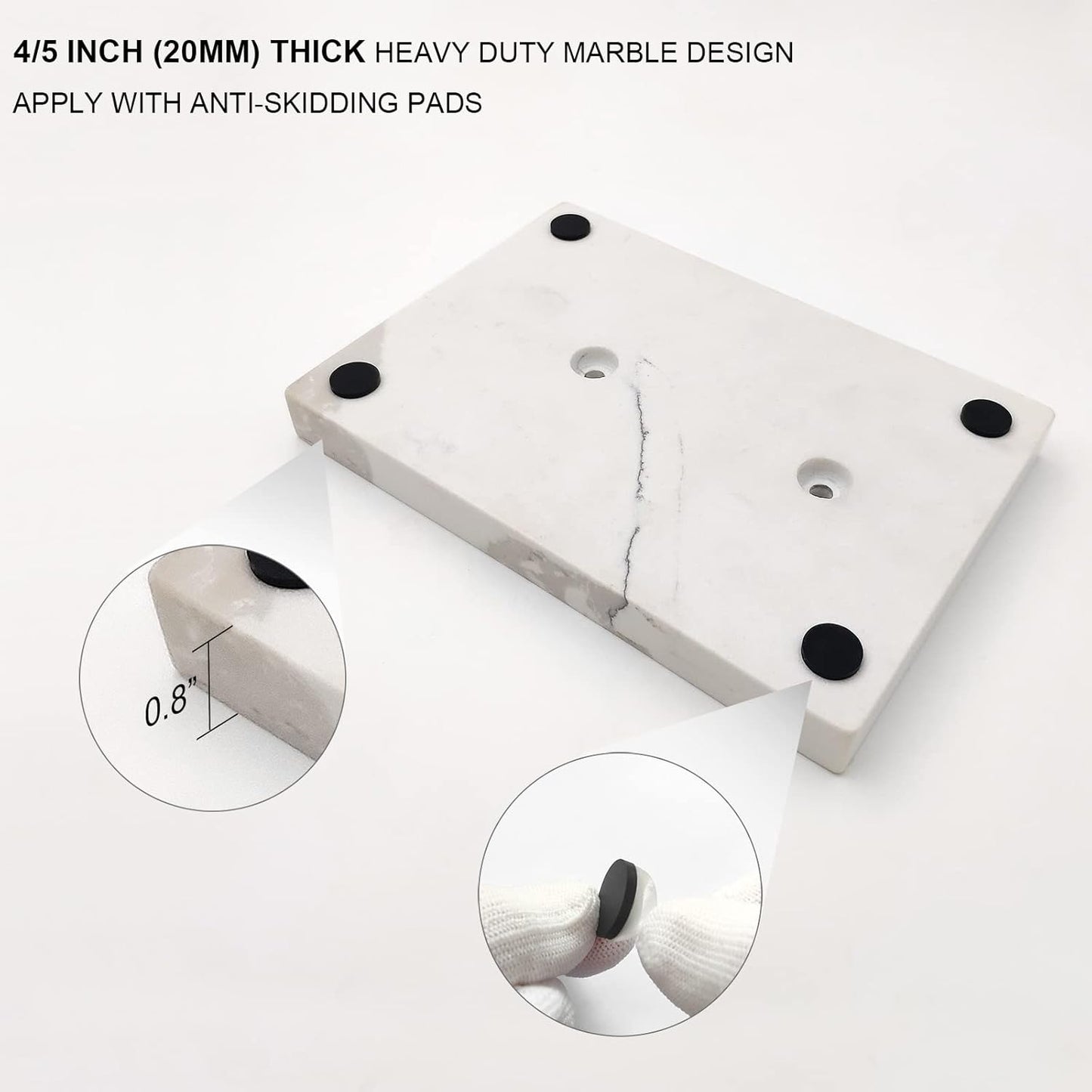 Free Standing Toilet Paper Holder Stand with Reserve, Heavy Weighted Marble Base Design, Bathroom Stands Tissue Rolls Holder, 304 Stainless Steel Brushed Nickel