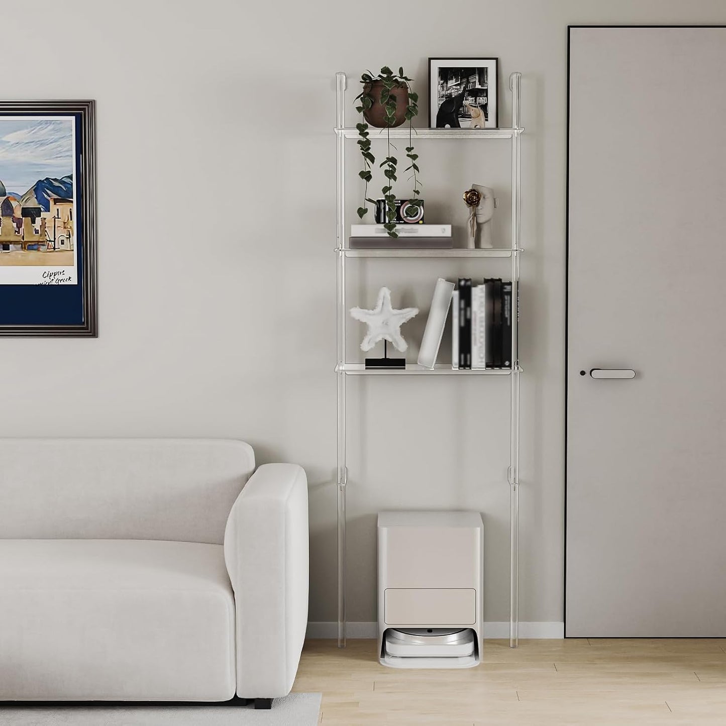 Sumerflos Acrylic Over The Toilet Storage Shelf - 3 Tier Clear Over-The-Toilet Bathroom Organizer Rack Above Toilet Shelves Standing for Bathroom Living Room Bedroom Modern