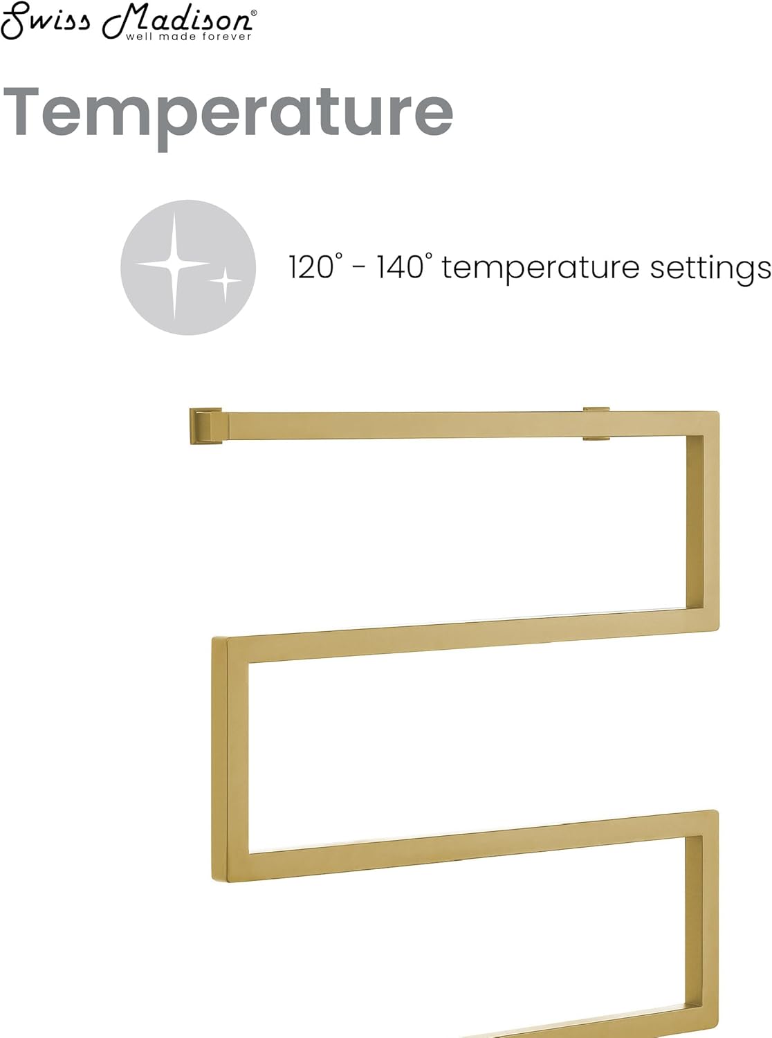 Swiss Madison Voltaire 5-Bar Electric Towel Warmer Heated Towel Racks for Bathroom in Brushed Gold