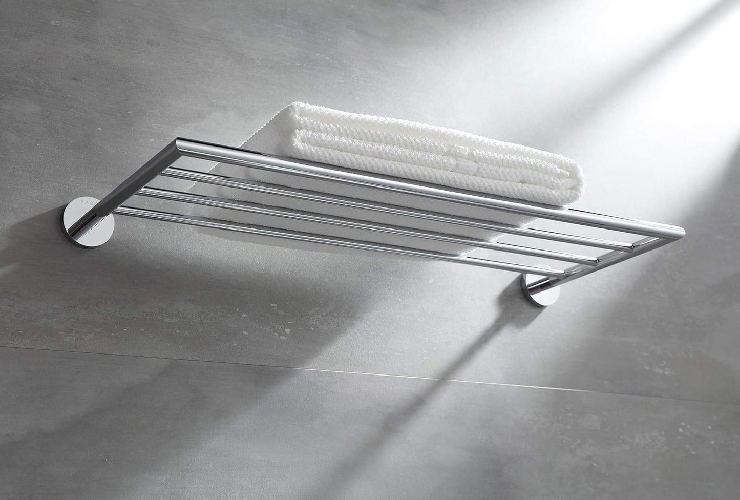 Towel Rack for Bathroom, Towel Shelf Wall Mounted, Modern Hotel Style with Towel Bar, Single Towel Rack, Chrome, 26Inch, 077090-CR Leo Series