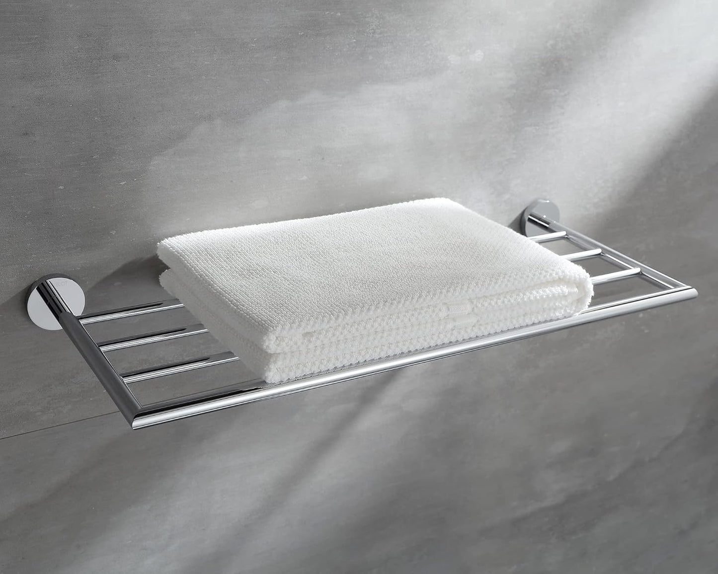 Towel Rack for Bathroom, Towel Shelf Wall Mounted, Modern Hotel Style with Towel Bar, Single Towel Rack, Chrome, 26Inch, 077090-CR Leo Series