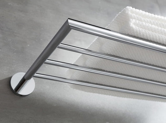 Towel Rack for Bathroom, Towel Shelf Wall Mounted, Modern Hotel Style with Towel Bar, Single Towel Rack, Chrome, 26Inch, 077090-CR Leo Series