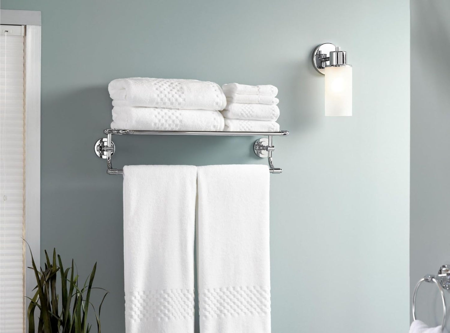 Moen DN0794CH Iso 24-Inch Wide Bathroom Hotel-Style Towel Shelf with Towel Bar, Chrome