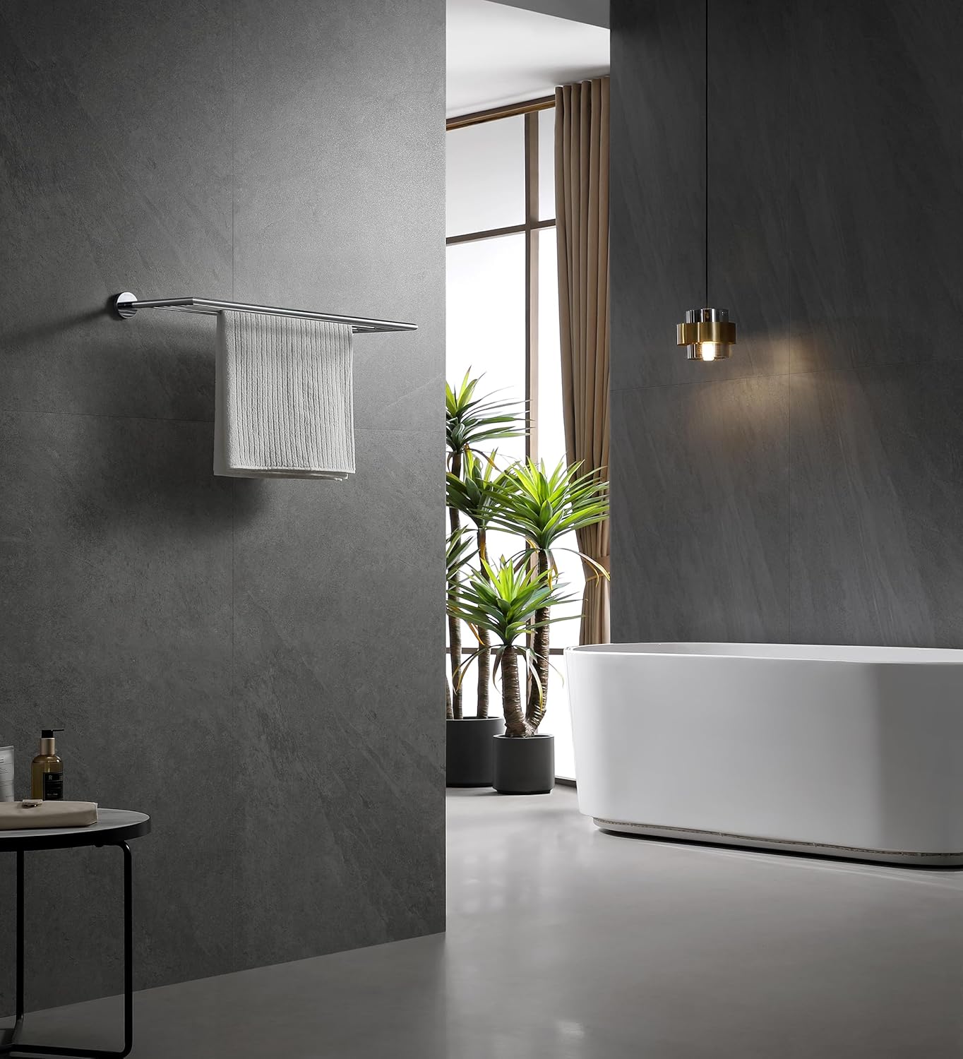 Towel Rack for Bathroom, Towel Shelf Wall Mounted, Modern Hotel Style with Towel Bar, Single Towel Rack, Chrome, 26Inch, 077090-CR Leo Series