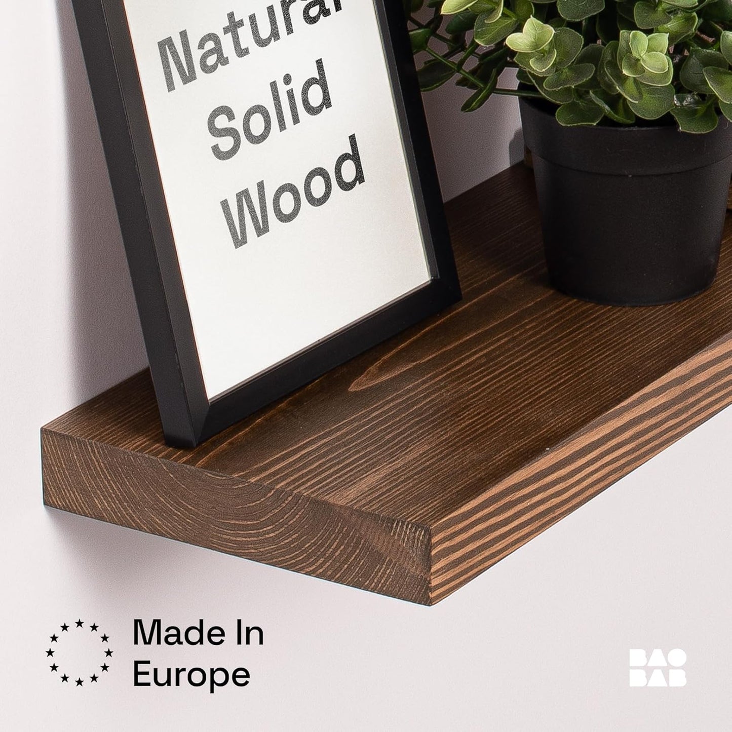 BAOBAB WORKSHOP Wood Floating Shelves Set of 2 - Rustic Shelf 24 inch - Floating Shelf for Wall Mounted - Wide Wooden Wall Shelves for Living Room Bedroom Kitchen Bathroom - Dark Walnut - 24W x 6.7D