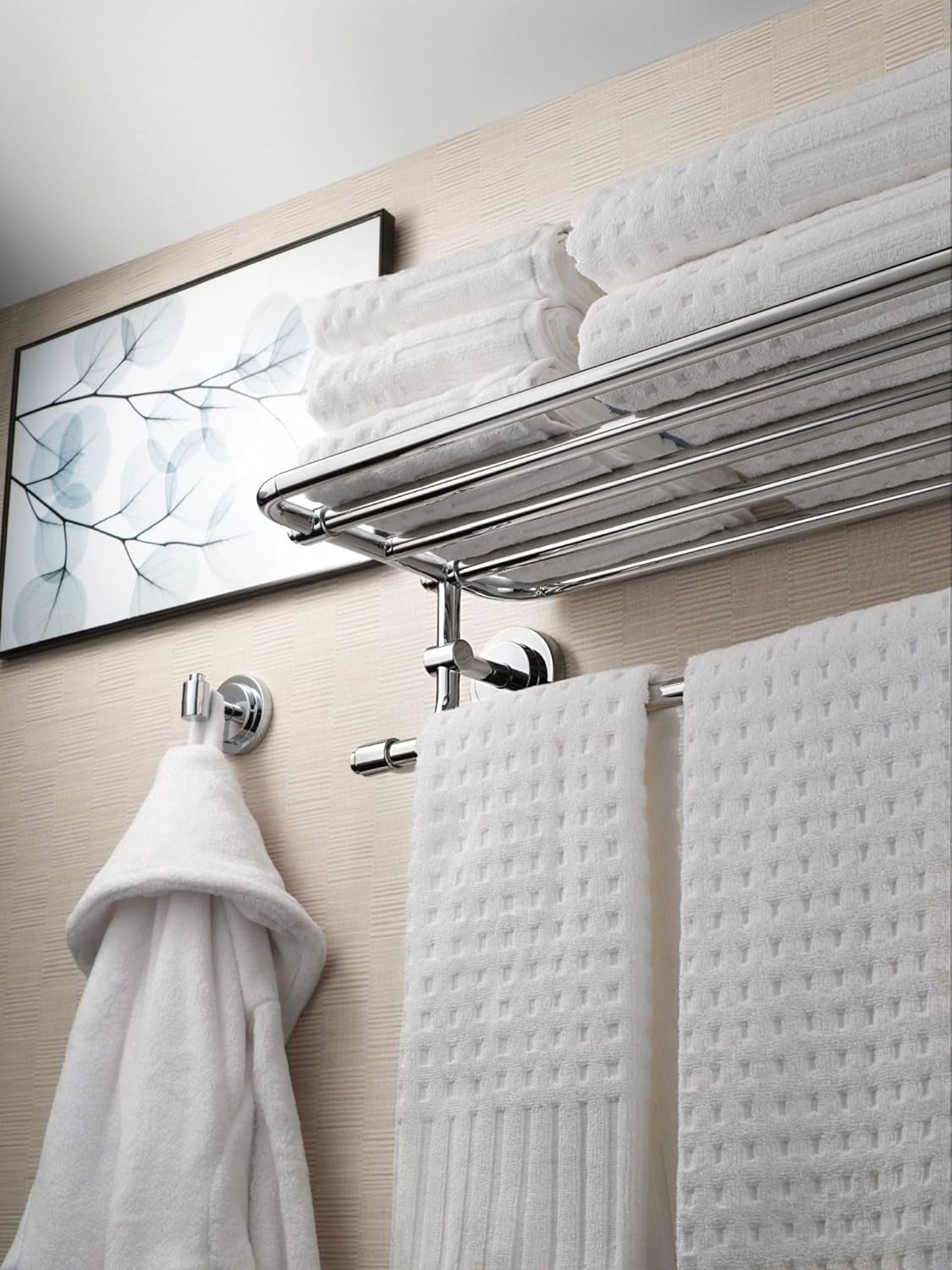 Moen DN0794CH Iso 24-Inch Wide Bathroom Hotel-Style Towel Shelf with Towel Bar, Chrome